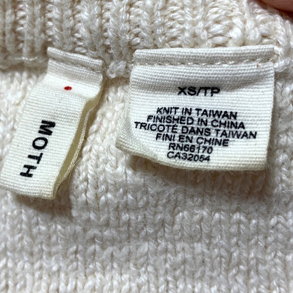 Anthropology MOTH Cream White Knitted Sweater Size Small - Picture 7 of 11